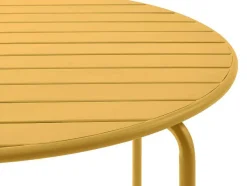 MYLIA Tuinset-Tuineethoek Van Metaal - Een Tafel D110 Cm En 4 Opstapelbare Stoelen - Mosterdgeel - Mirmande Van