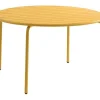 MYLIA Tuinset-Tuineethoek Van Metaal - Een Tafel D110 Cm En 4 Opstapelbare Stoelen - Mosterdgeel - Mirmande Van