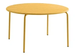 MYLIA Tuinset-Tuineethoek Van Metaal - Een Tafel D110 Cm En 4 Opstapelbare Stoelen - Mosterdgeel - Mirmande Van