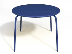 MYLIA Tuinset-Tuineetset Mirmande: Tafel D.110 Cm Met 4 Opstapelbare Fauteuils - Metaal - Nachtblauw