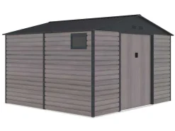 EXPERTLAND Tuinhuis-Tuinhuisje Van Gegalvaniseerd Staal Met Houteffect Adelmo - Grijs - 10,98 M