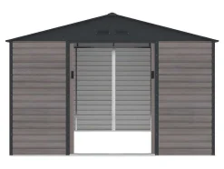 EXPERTLAND Tuinhuis-Tuinhuisje Van Gegalvaniseerd Staal Met Houteffect Adelmo - Grijs - 10,98 M