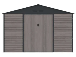 EXPERTLAND Tuinhuis-Tuinhuisje Van Gegalvaniseerd Staal Met Houteffect Adelmo - Grijs - 10,98 M