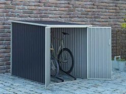 EXPERTLAND Tuinhuis-Tuinhuisje Van Grijs Gegalvaniseerd Staal Voor 2 Fietsen - 2,81 M - Niki