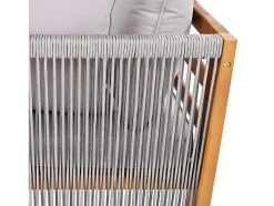 ModernLuxe Loungeset-Tuinmeubelen In Acaciahout En Grijs Touw - 2 Zitbanken En 1 Salontafel - Verstelbare Poten - Grijs & Naturel