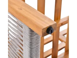 ModernLuxe Loungeset-Tuinmeubelen In Acaciahout En Grijs Touw - 2 Zitbanken En 1 Salontafel - Verstelbare Poten - Grijs & Naturel