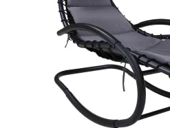 MYLIA Ligstoel-Tuinschommelstoel Met Parasol En Antracietkleurig Kussen - Waterbestendig - Moheli