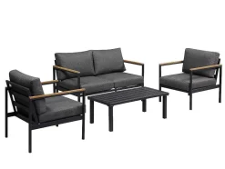 MYLIA Loungeset-Tuinset Van Aluminium: Een Tweezitsbank, Twee Fauteuils En Een Salontafel Van Vairao Van