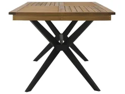 MYLIA Tuinset-Tuintafel Van Acaciahout En Zwart Metaal Tobaga - L. 180 Cm