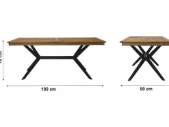 MYLIA Tuinset-Tuintafel Van Acaciahout En Zwart Metaal Tobaga - L. 180 Cm