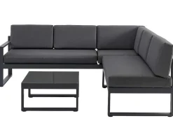 MYLIA Loungeset-Tuinzithoek Van Aluminium: Salontafel En Hoekbank Met Afneembare Hoek 6 Personen - Antraciet - Palaos Ii