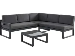 MYLIA Loungeset-Tuinzithoek Van Aluminium: Salontafel En Hoekbank Met Afneembare Hoek 6 Personen - Antraciet - Palaos Ii