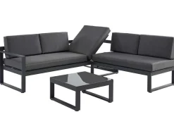MYLIA Loungeset-Tuinzithoek Van Aluminium: Salontafel En Hoekbank Met Afneembare Hoek 6 Personen - Antraciet - Palaos Ii