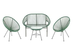 MYLIA Loungeset-Tuinzithoek Van Gevlochten Harsdraden: Twee Fauteuils, Een Bank En Een Tafel - Kaki - Alios Iii Van