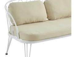 MYLIA Loungeset-Tuinzithoek Van Metaal: 1 Tweezitsbank, 2 Fauteuils En 1 Salontafel - Wit - Arlesan