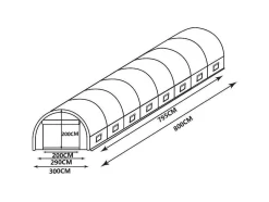 EXPERTLAND Tuinkas-Tunnelkas Met Stalen Structuur Ipomea 24M - L800 X B300 X H200 Cm