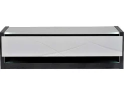 Vente-unique Tv-Meubel-Tv-Meubel 1 Lade En 1 Vak - Met Led-Verlichting - Antraciet En Wit Gelakt - Ludmila