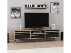 EPIKASA Tv-Meubel-Tv-Meubel Hira - Zwart - 180X35X48 Cm -