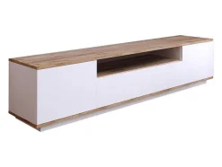 Vente-unique Tv-Meubel-Tv-Meubel Met 3 Deuren En 1 Nis - Wit En Naturel - Lotula