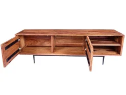Vente-unique Tv-Meubel-Tv-Meubel Met 2 Deuren En 2 Niche - Sheesham Hout En Metaal - Kleur: Natuurlijk - Zelicina