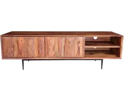 Vente-unique Tv-Meubel-Tv-Meubel Met 2 Deuren En 2 Niche - Sheesham Hout En Metaal - Kleur: Natuurlijk - Zelicina