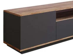 Vente-unique Tv-Meubel-Tv-Meubel Met 3 Deuren En 1 Nis - Antraciet En Naturel - Lotula