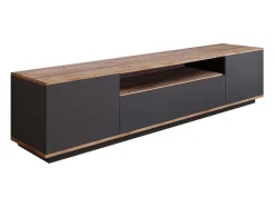 Vente-unique Tv-Meubel-Tv-Meubel Met 3 Deuren En 1 Nis - Antraciet En Naturel - Lotula