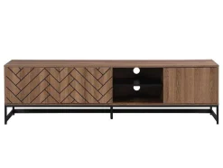 Vente-unique Tv-Meubel-Tv-Meubel Met 3 Deuren En 2 Nissen - Mdf - Naturel En Zwart - Caratana