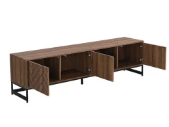 Vente-unique Tv-Meubel-Tv-Meubel Met 3 Deuren En 2 Nissen - Mdf - Naturel En Zwart - Caratana