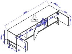 Vente-unique Tv-Meubel-Tv-Meubel Met 3 Deuren En 2 Nissen - Mdf - Naturel En Zwart - Caratana