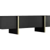 Vente-unique Tv-Meubel-Tv-Meubel Met 4 Deuren Van Mdf - Zwart En Goud - Luvonia