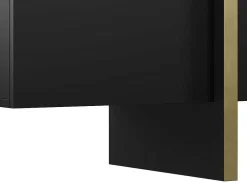 Vente-unique Tv-Meubel-Tv-Meubel Met 4 Deuren Van Mdf - Zwart En Goud - Luvonia