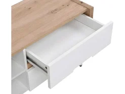 Vente-unique Tv-Meubel-Tv-Meubel Met 4 Lades En 2 Nissen - Mdf & Metaal - Witgelakt & Naturelkleur - Cayana