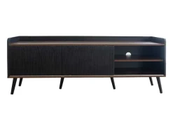 Vente-unique Tv-Meubel-Tv-Meubel Met 2 Lades En 2 Schuifdeuren - Moderne Stijl - Kleuren: Zwart En Naturel
