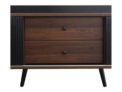 Vente-unique Tv-Meubel-Tv-Meubel Met 2 Lades En 2 Schuifdeuren - Moderne Stijl - Kleuren: Zwart En Naturel