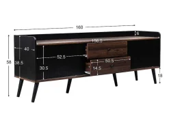 Vente-unique Tv-Meubel-Tv-Meubel Met 2 Lades En 2 Schuifdeuren - Moderne Stijl - Kleuren: Zwart En Naturel