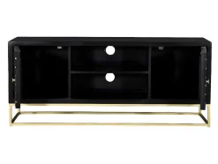 Vente-unique Tv-Meubel-Tv-Meubel Prismin - 2 Deuren En 2 Laden - Mango En Metaal - Zwart