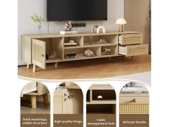 ModernLuxe Tv-Meubel-Tv-Meubel Van 160 Cm - 1 Deur, 2 Laden En 4 Vakken - Naturel