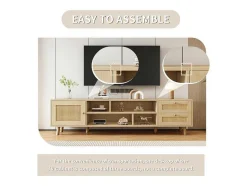 ModernLuxe Tv-Meubel-Tv-Meubel Van 160 Cm - 1 Deur, 2 Laden En 4 Vakken - Naturel