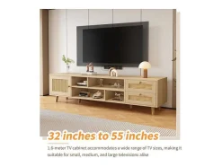 ModernLuxe Tv-Meubel-Tv-Meubel Van 160 Cm - 1 Deur, 2 Laden En 4 Vakken - Naturel