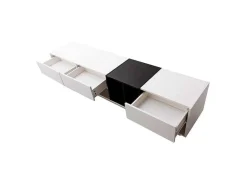 Vente-unique Tv-Meubel-Tv-Meubel Van 190 Cm - 3 Laden En 4 Nissen - Spaanplaat - Kleuren Wit En Zwart