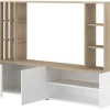 Vente-unique Tv-Meubel-Tv-Wand Met Opbergruimte - Naturel En Wit - Gorbella