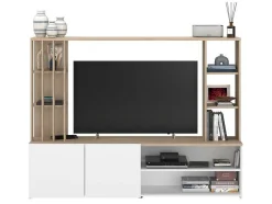 Vente-unique Tv-Meubel-Tv-Wand Met Opbergruimte - Naturel En Wit - Gorbella