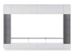 Vente-unique Tv-Meubel-Tv-Wand Met Opbergruimte En Ledverlichting Van Gerookt Gehard Glas - Wit Gelakt - Briano