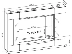 Vente-unique Tv-Meubel-Tv-Wandmeubel Blake Met Opbergruimte - Led-Verlichting - Wit Gelakt