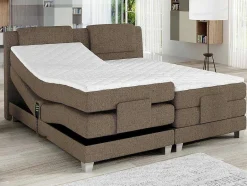 Palacio Elektrisch Relaxatiebed-Tweepersoons Boxspring Met Elektrische Bedbodem + Matras En Dekmatras Castel - 2X80X200Cm - Beige Stof