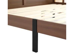 ModernLuxe Tweepersoonsbed-Tweepersoonsbed 160X200Cm - Met Kunstleer En Pvc Rotan Kussens - Met Houten Lattenbodem - Bruin