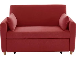 Vente-unique Scandinavisch-Tweezits Bedbank Van Stof Ayla - Rood