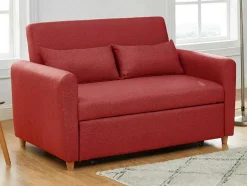 Vente-unique Scandinavisch-Tweezits Bedbank Van Stof Ayla - Rood