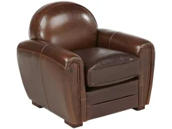 LINEA SOFA Club Zitbank-Tweezits Clubbank Van Leer Met Lived-In Aspect Baudoin - Bruin
